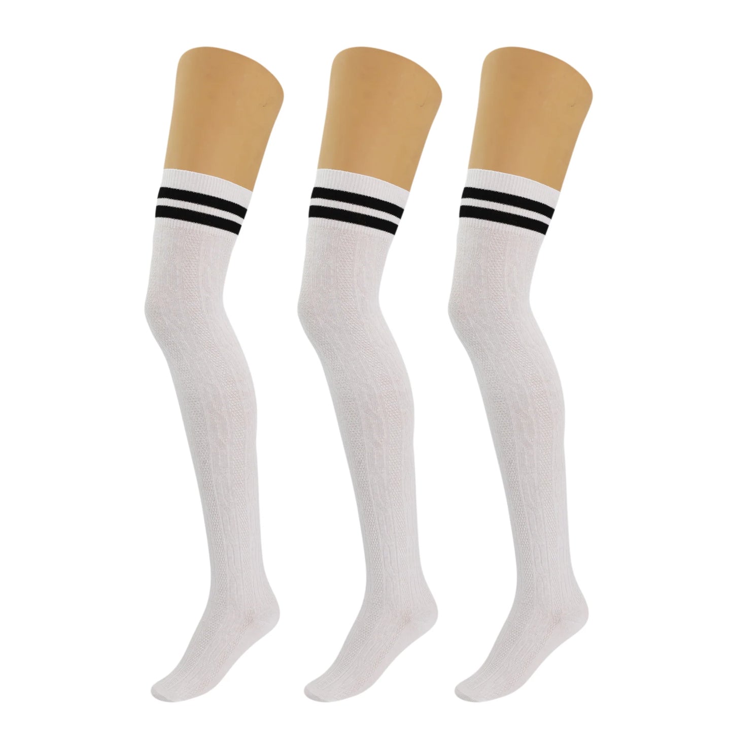 3 Pairs Over-The-Knee Thigh-High Socks for Women – Warm Boot Stockings, Soft & Stretchy Knit, US Size 5-10